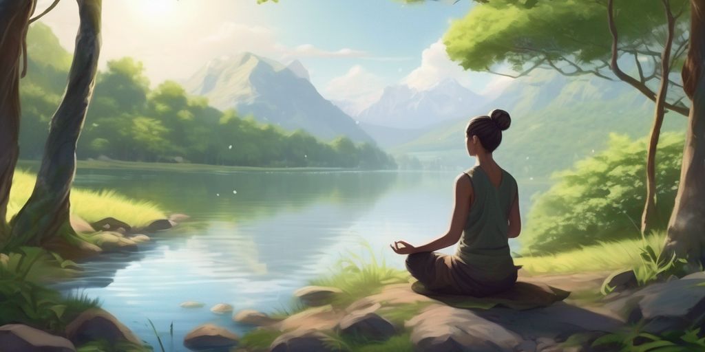 serene person meditating in nature