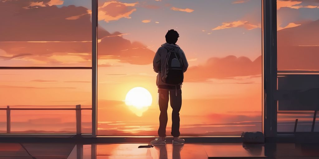 person looking at sunrise