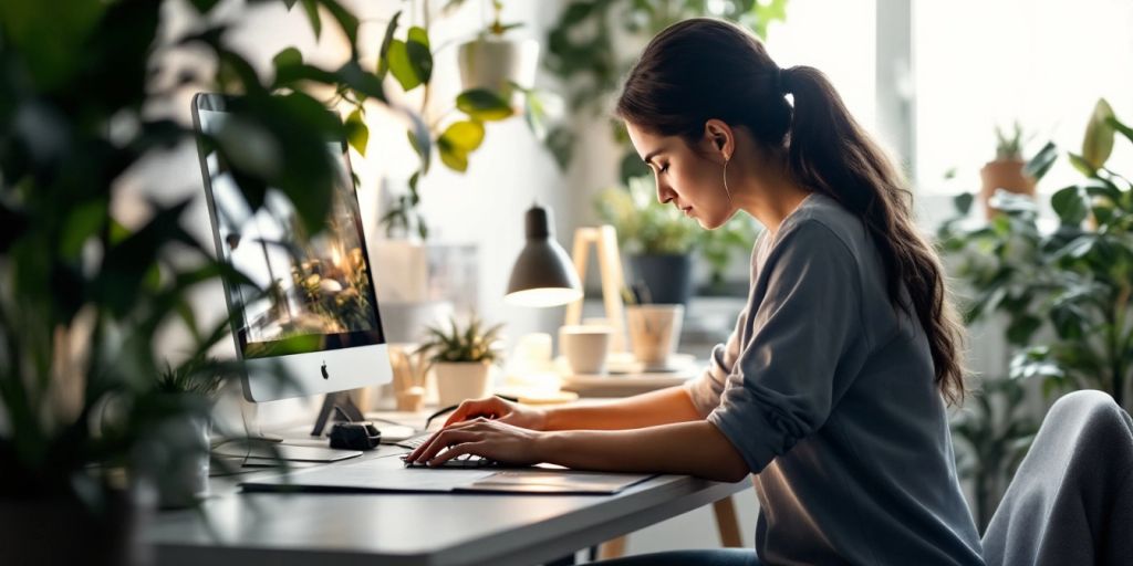 Person working in a calm, distraction-free workspace.