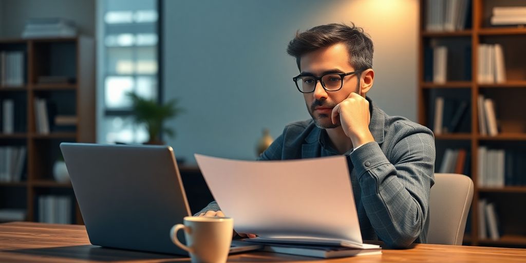 Person studying audience insights in a modern office.