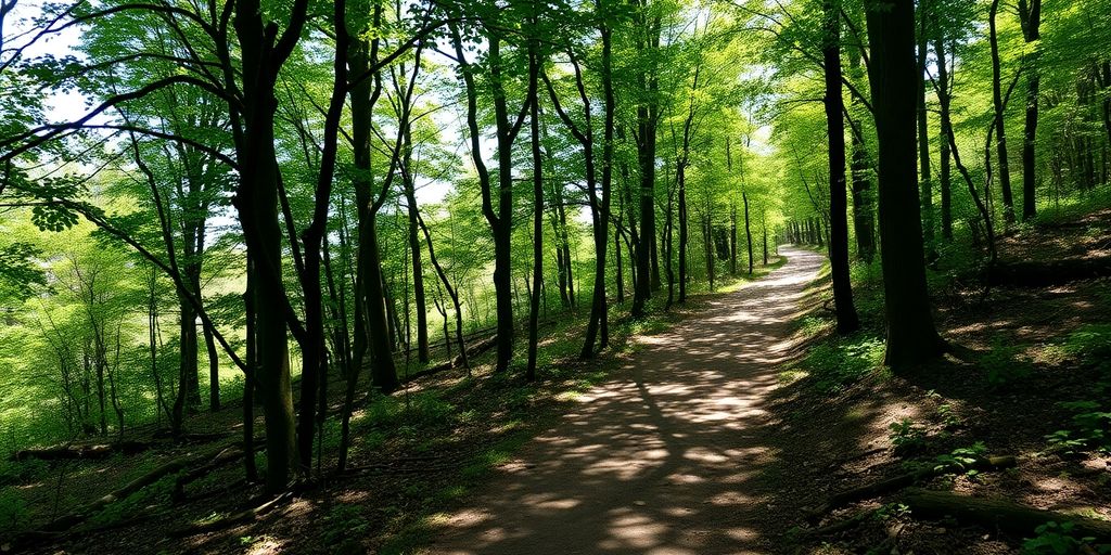 Path through a tranquil forest, inviting self-discovery.